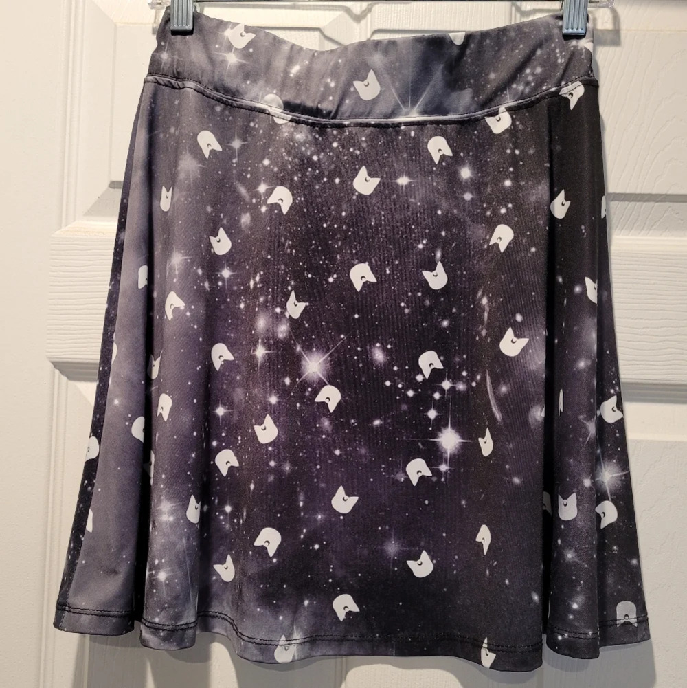 Sailor Moon •Size Medium• Luna Galaxy Print Skater Skirt Stretchy Waist - Picture 2 of 8